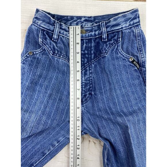 Vtg Rocky Mountain Rockies Jeans 26/3 Pinstripe Western USA Made Hi Rise Darted - Picture 3 of 12